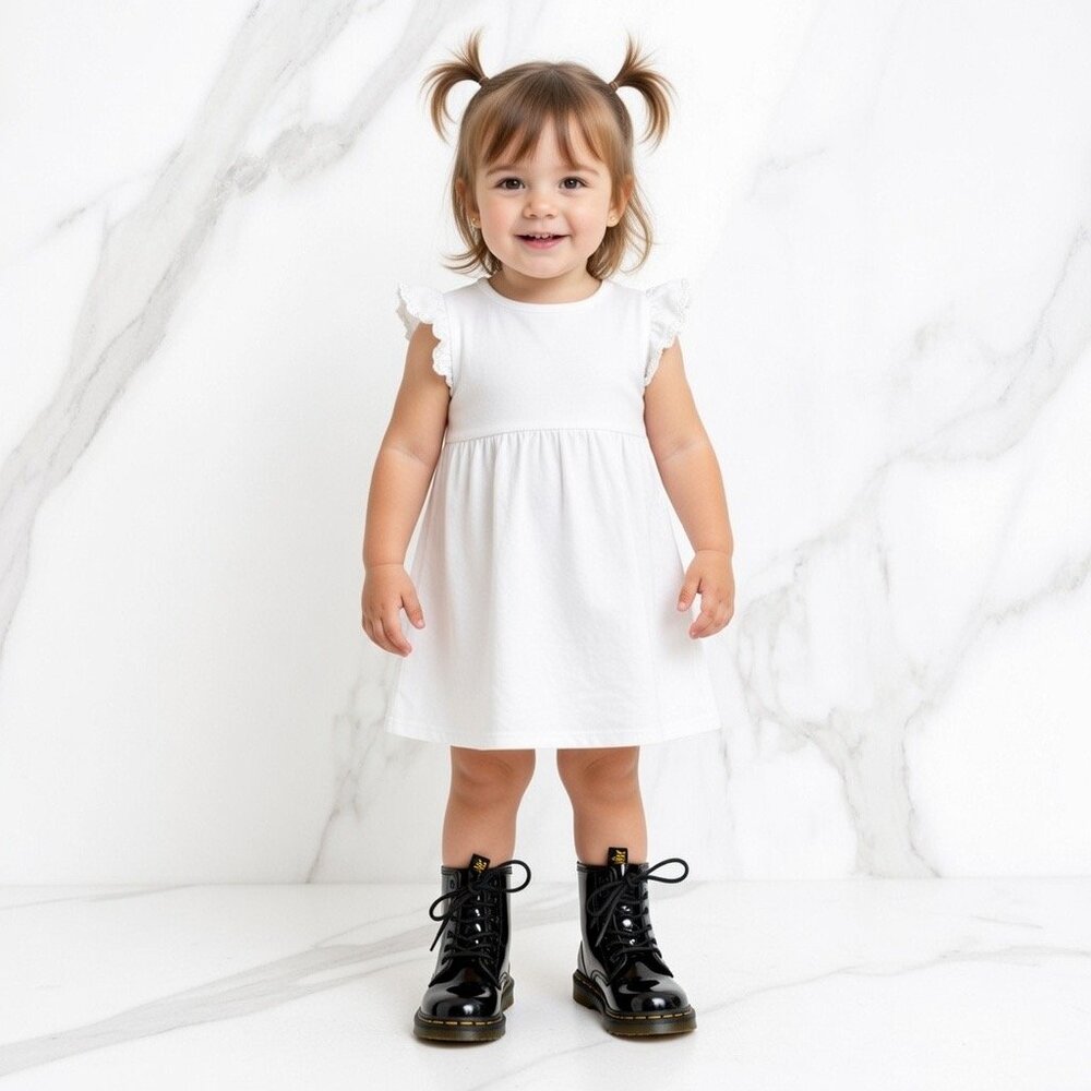 Dr. Martens Toddler Black Patent Leather Zip Up Boots, Size 10